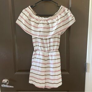White Birch Off-Shoulder Romper with Stripes